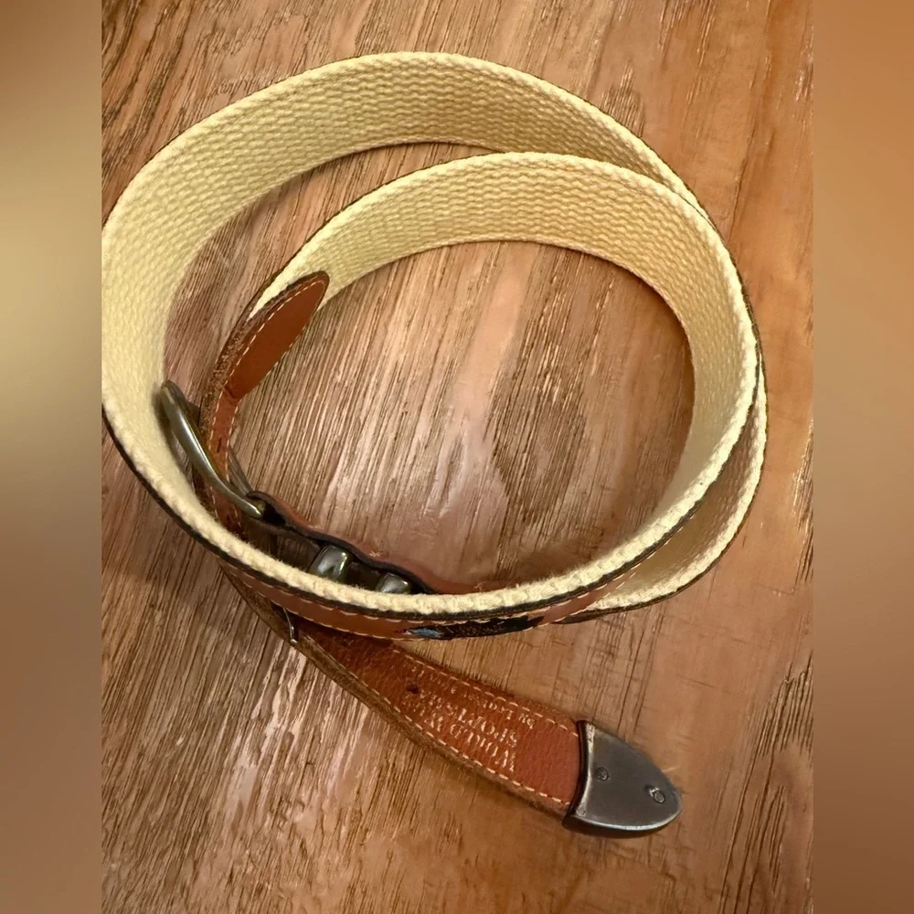 Bass Pro Shops Worldwide Sportsman Brown Leather Fish Belt Size 32 nautical